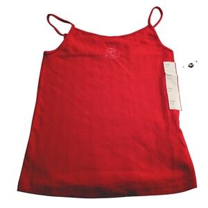 Wild Fable Berry Red Pointelle Women's Cami Top with Bow Graphic XXS New NWT